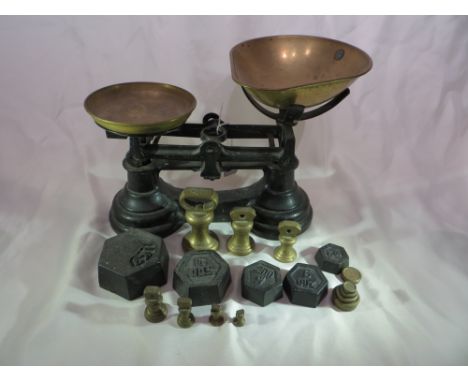 Imperial weighing scales with weights. Please note, this item is heavy and will incur higher postage costs.