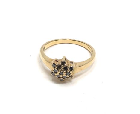 9ct gold vintage black diamond dress ring, missing stone as seen (2.4g)