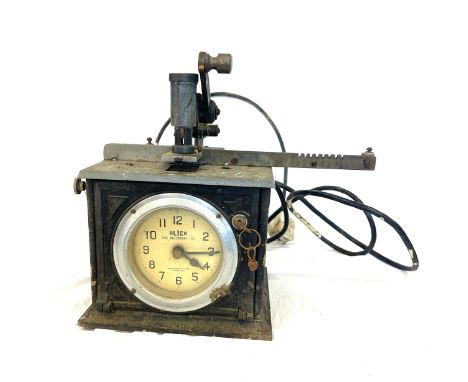 Antique Blick Universal clock time recorder with key 