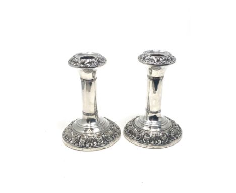 Pair of antique silver candlestick measure approx height 13cm high age related wear to details