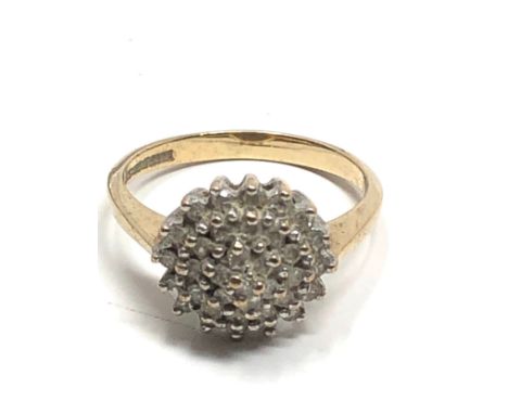 9ct gold vintage diamond cluster ring (2.5g)