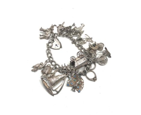 Vintage heavy silver charm bracelet weight 72g