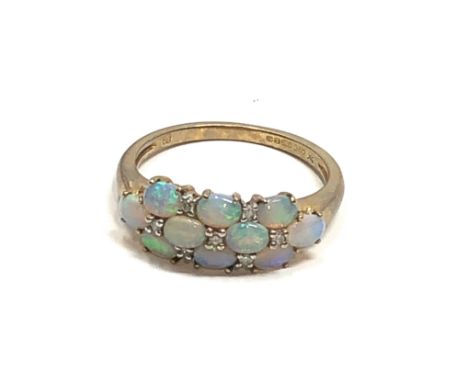 9ct gold opal and diamond dress ring (2.6g)