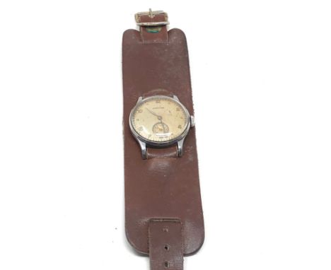 Vintage military style Longines gents wristwatch the watch is ticking dial is pitted 