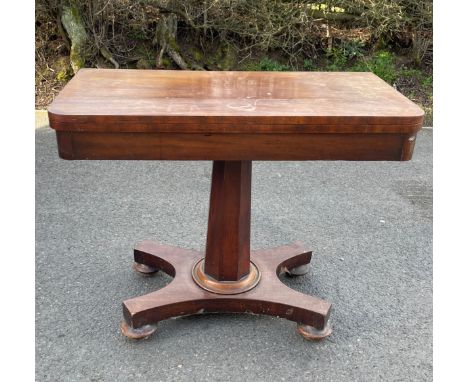 Victorian mahogany card table, in need of re-polishing, approximate measurements: Height 28.5 inches, Width 36 inches, Depth 