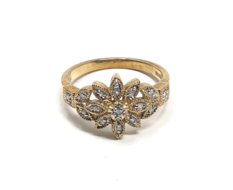 9ct gold vintage diamond ring (2.6g)