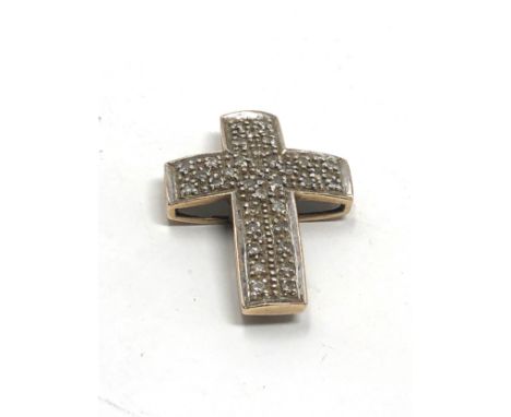 9ct gold vintage diamond set cross pendant (2.5g)