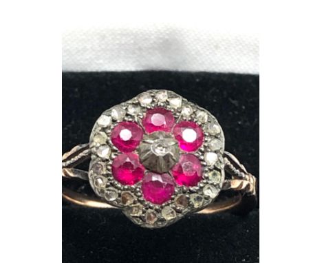 Antique rose diamond &amp; ruby ring 