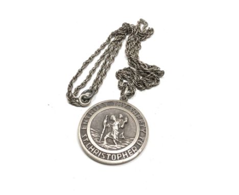 Vintage sterling silver St. Christopher pendant necklace (28g)
