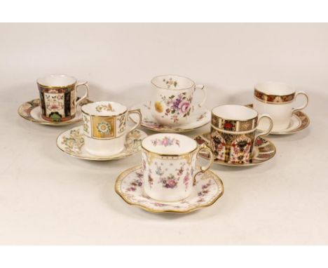 Royal Crown Derby A collection of Demi Tasse Coffee Cans in vary patterns including Chelsea Garden, Cloisonne, Red Derby Pane