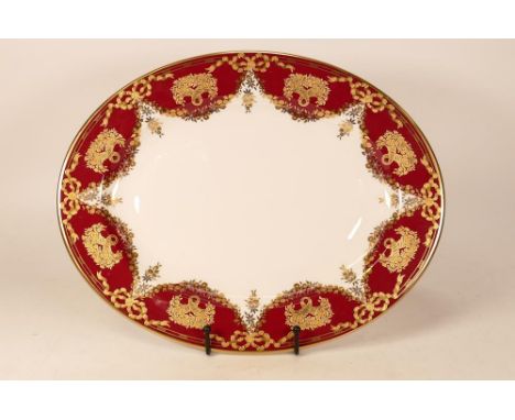 De Lamerie Fine Bone China heavily gilded Christmas Garland patterned oval platter, specially made high end quality item, Mad