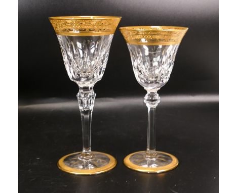 Two De Lamerie Fine Bone China heavily gilded Non Matching Wine Glasses, specially made high end quality item, Made in Englan