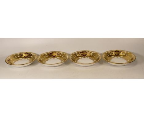 De Lamerie Fine Bone China heavily gilded Burgundy Majestic Pattern Set of Four Bowls , specially made high end quality item,