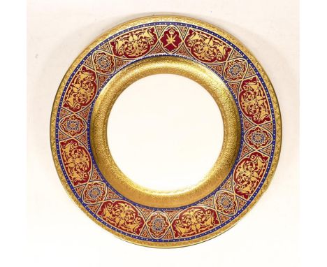 De Lamerie Fine Bone China heavily gilded Private Commission patterned Plate with Arabic Motif, specially made high end quali