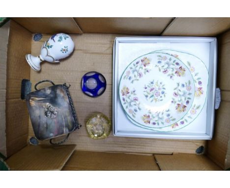 A Mixed collection of items to include Decorative Minton Egg , Minton Haddon Hall Pattern plates &amp; bowl (2nds), 2 x Webb 