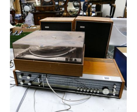 Retro Philips Mid Century Record Player, Tuner &amp; Speakers 