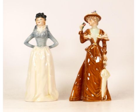 Goebel Lady Figures to include Impatience 1800 &amp; Similar, tallest 23.5cm(2) 