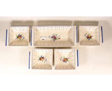 Art Deco Copland Spode Polka Dot Pattern Set of Five Dishes, longest 25cm(5) 