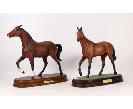 Royal Doulton Horse figurines Red Rum and Spirit of Fire on wooden plinths (2) 