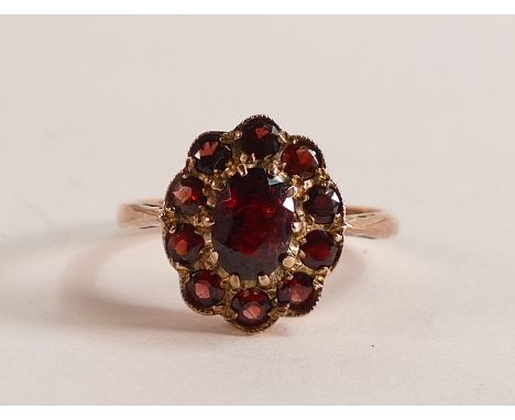 9ct gold ladies ring set with brown stones, size M, 3g. 