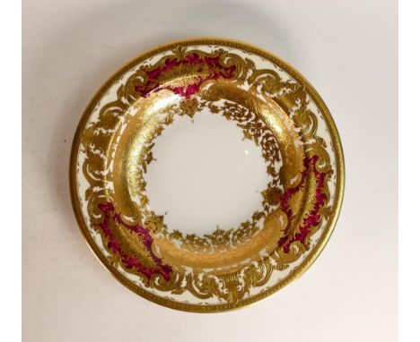 De Lamerie Fine Bone China heavily gilded Burgundy Majestic Pattern Large Serving Bowl, specially made high end quality item,