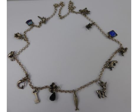 A Collection of Miscellaneous Jewellery, including chain with approx 13 charms, length of chain approx 72 cms, a single silve