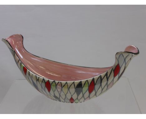 A Maling Ware Gondola Vase, in the Harlequin pattern.