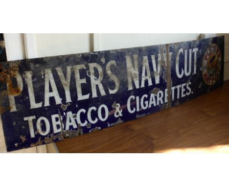 A Vintage John Player's Cigarette Enamel Display Sign, approx 185 x 48 cms.
