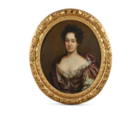 ENGLISH SCHOOL (CIRCA 1680)PORTRAIT OF FRANCIS VANACKER, HALF-LENGTH, IN AN EMBROIDERED CLOAK; AND PORTRAIT OF HIS WIFE, CORN