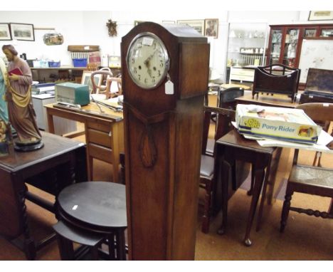 Art deco style longcase clock in oak, modern movement 