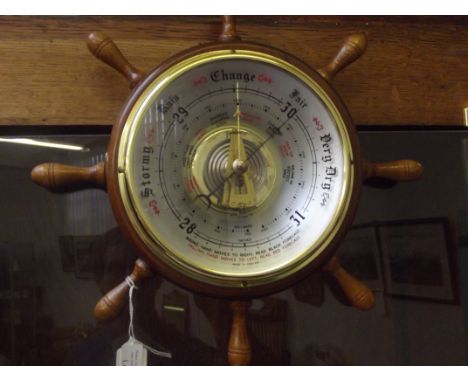 Barometer in the form of a ship's wheel