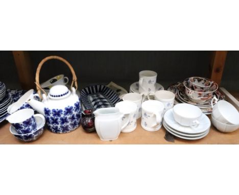 A Mon Amie Swedish blue and white floral pattern tea service, two Royal Copenhagen Tenera art faience dishes, Amherst Japan p