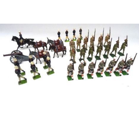 Britains set 28, Mountain Artillery set 114, Cameron Highlanders marching (Condition Very Good, one Cameron Good, one missing