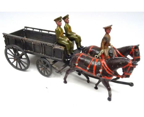 Britains set 146a, Royal Army Service Corps Supply Wagon, service dress light harness, fumed metal finish (Condition Good, cr