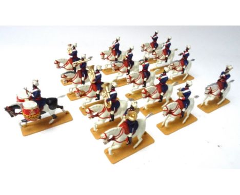 Britains recast or repainted British Indian Army Mounted Band with Drum Horse, fully detailed toy soldier style gloss finish 