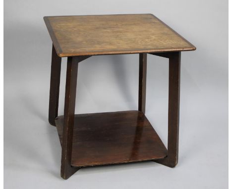 A Late 20th Century Square Topped Coffee Table with Stretcher Shelf, 53cms Square 