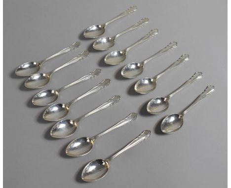 A Set of Fourteen Silver Teaspoons by William Hutton &amp; Sons Ltd, Sheffield Hallmarks but Various Date Letters, Inscribed 