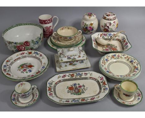 A Collection of Various Spode Chinese Rose China to comprise Plates, Platter Etc together with Ironstone ginger Jars Etc (Con