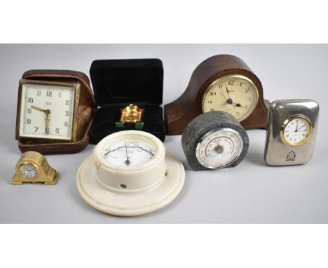 A Collection of Modern Mantel Clocks, Rototherm Thermometer etc 