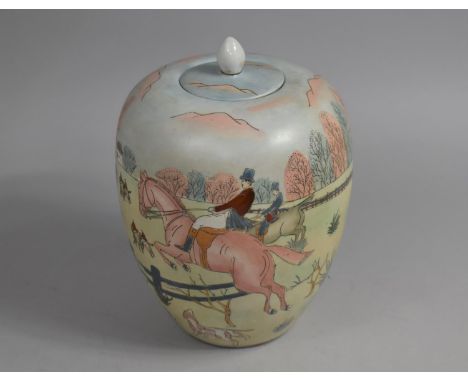 A 20th Century Chinese Jar and Cover Decorated with English Hunting Scene, 26cm High 