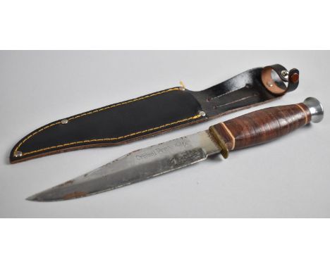 A Modern Bowie Knife with Leather Scabbard 