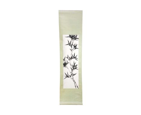 A Chinese scroll depicting bamboo,, by Chaw-i-Chou, (1920). Watercolour and ink, full length 194cm, width 49cm, image size 11