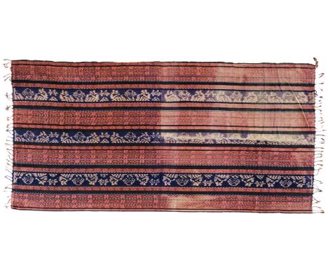 A cotton Ikat shawl, Sumba, East Indonesia, circa 1920's/30's. 223 x 112cm.