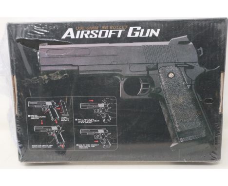 New old stock airsoft pistol, model V19 in silver, boxed and factory sealed. UK P&amp;P Group 1 (£16+VAT for the first lot an