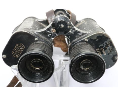 German field binoculars, marked E Leitz Wetzlar, numbered 319200, model H/6400. UK P&amp;P Group 1 (£16+VAT for the first lot