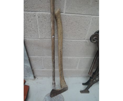 An axe and hoe