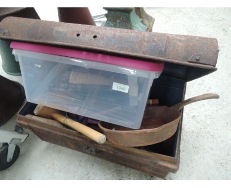 A selection of tools in metal chest