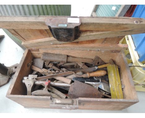A selection of wood working tools in Swift advertising crate