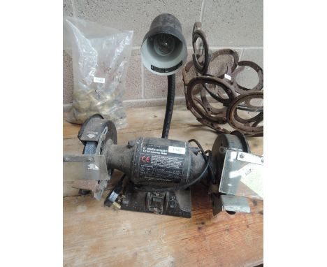 A bench grinder work station