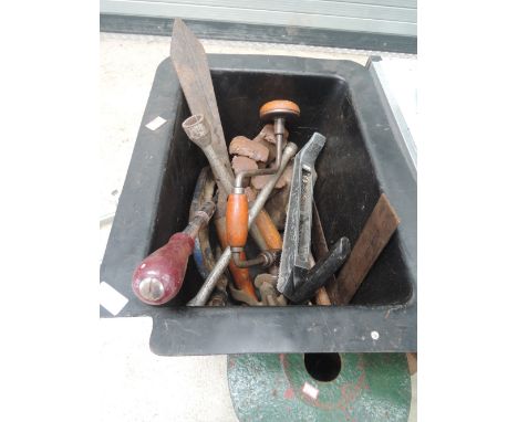 A selection of woodworking and gardening tools